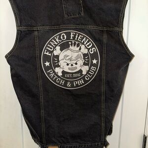Funko Fiends patch men’s xxl black denim vest with detachable hood